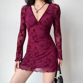 wine mesh dress