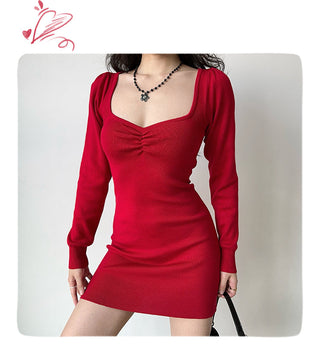 pleated knit dress
