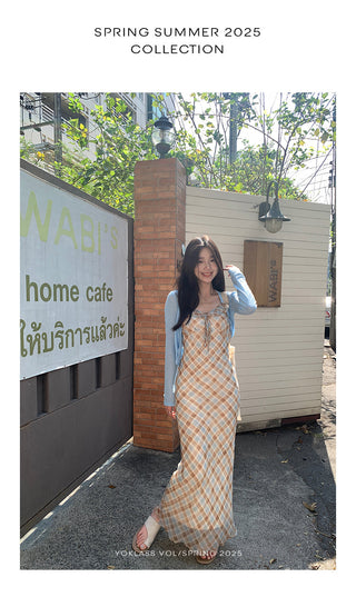 plaid chiffon dress