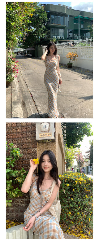 plaid chiffon dress