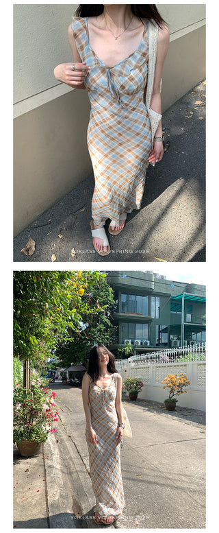 plaid chiffon dress