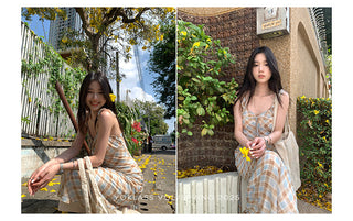 plaid chiffon dress