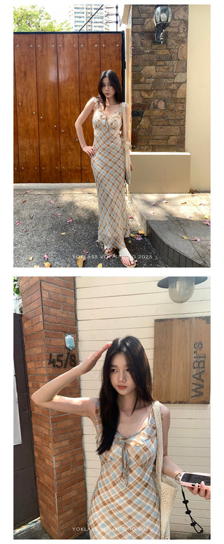 plaid chiffon dress