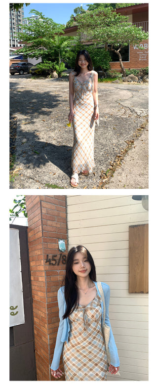 plaid chiffon dress