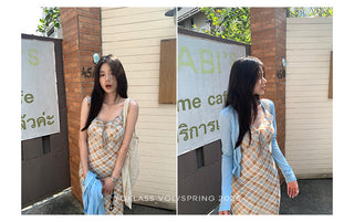 plaid chiffon dress