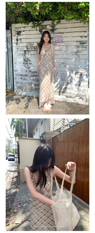 plaid chiffon dress