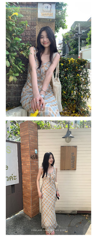 plaid chiffon dress