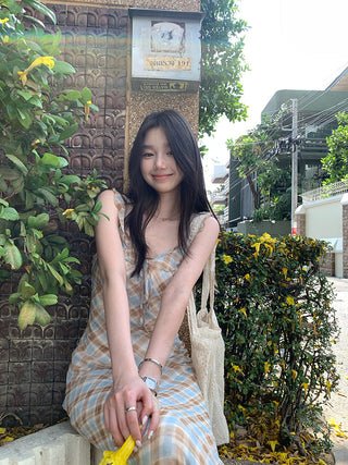 plaid chiffon dress