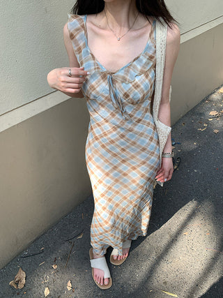 plaid chiffon dress