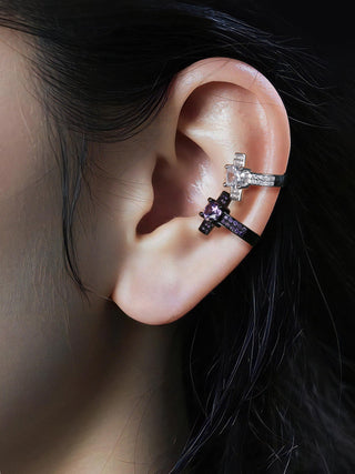 cross non-piercing earrings