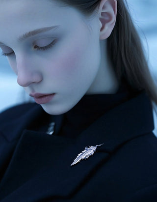feather rose brooch