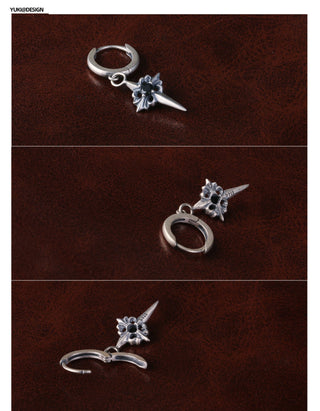 distressed cross earrings