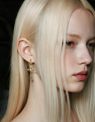 cross hipster earrings