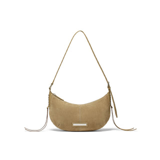 HALF MOON SUEDE LEATHER HOBO BAG IN KHAKI