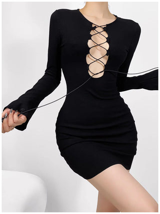 Cutout lace-up dress