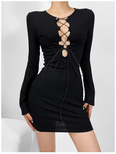 Cutout lace-up dress