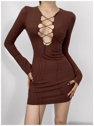 Cutout lace-up dress