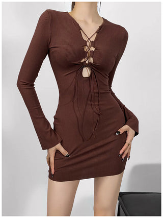 Cutout lace-up dress