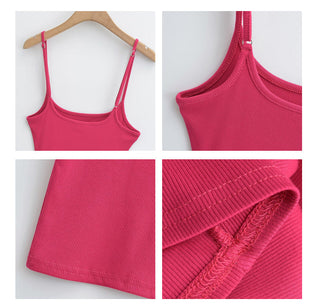 U-collar spaghetti dress