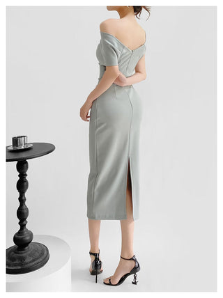 Sloped shoulder dress