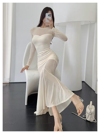 Mesh fishtail dress