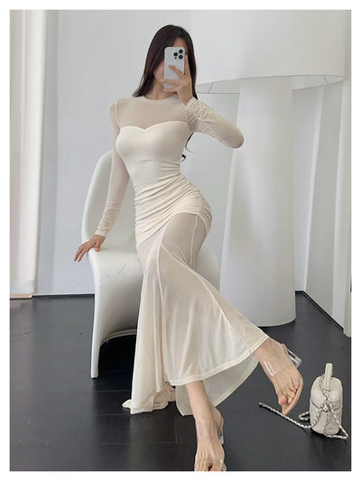 Mesh fishtail dress