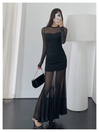 Mesh fishtail dress