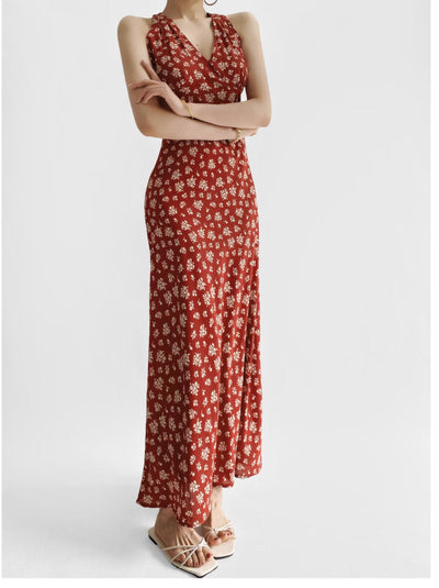 V-back floral dress