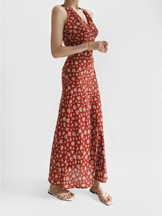 V-back floral dress