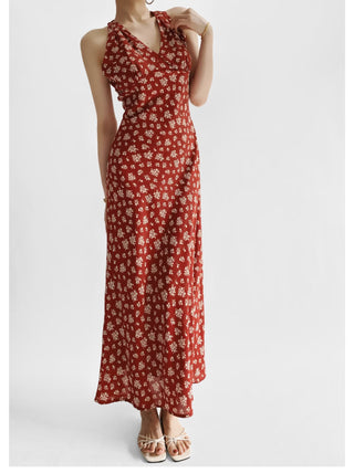 V-back floral dress