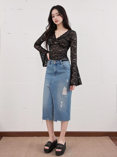 Lace V-neck top