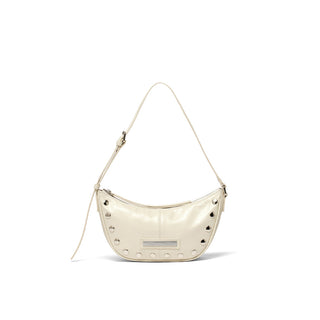 STUD LEATHER SHOULDER BAG IN IVORY