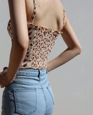 red floral top