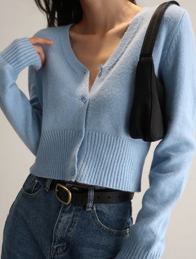 French V-neck button down knitted cardigan