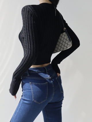 European Round Neck Knit Cardigan Sweater