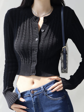 European Round Neck Knit Cardigan Sweater