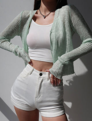 Lace-up Knitted Thin Cardigan