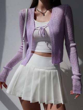 Lace-up Knitted Thin Cardigan