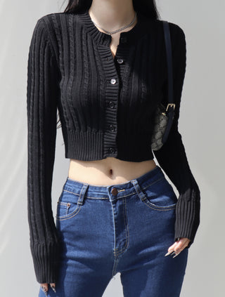 European Round Neck Knit Cardigan Sweater