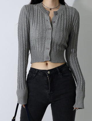 European Round Neck Knit Cardigan Sweater