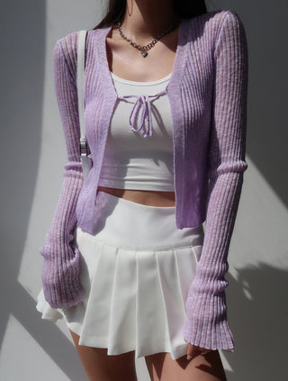 Lace-up Knitted Thin Cardigan