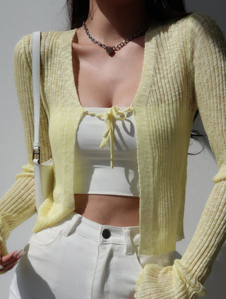 Lace-up Knitted Thin Cardigan