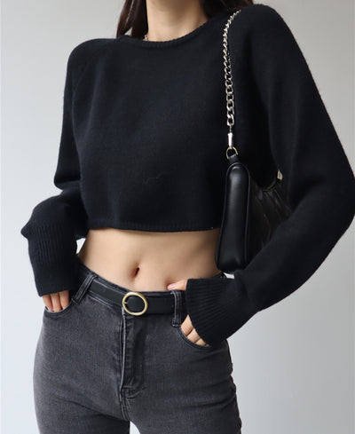 high waist loose slim long-sleeve sweater