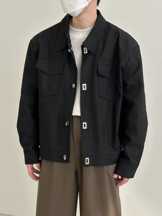 loose fit metal buckle jacket