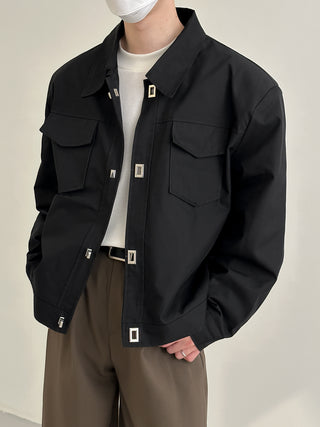 loose fit metal buckle jacket