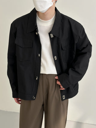 loose fit metal buckle jacket