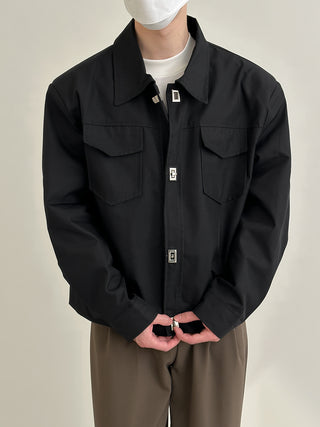 loose fit metal buckle jacket