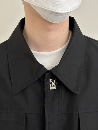 loose fit metal buckle jacket