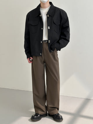 loose fit metal buckle jacket