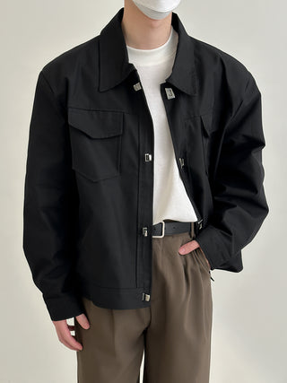 loose fit metal buckle jacket
